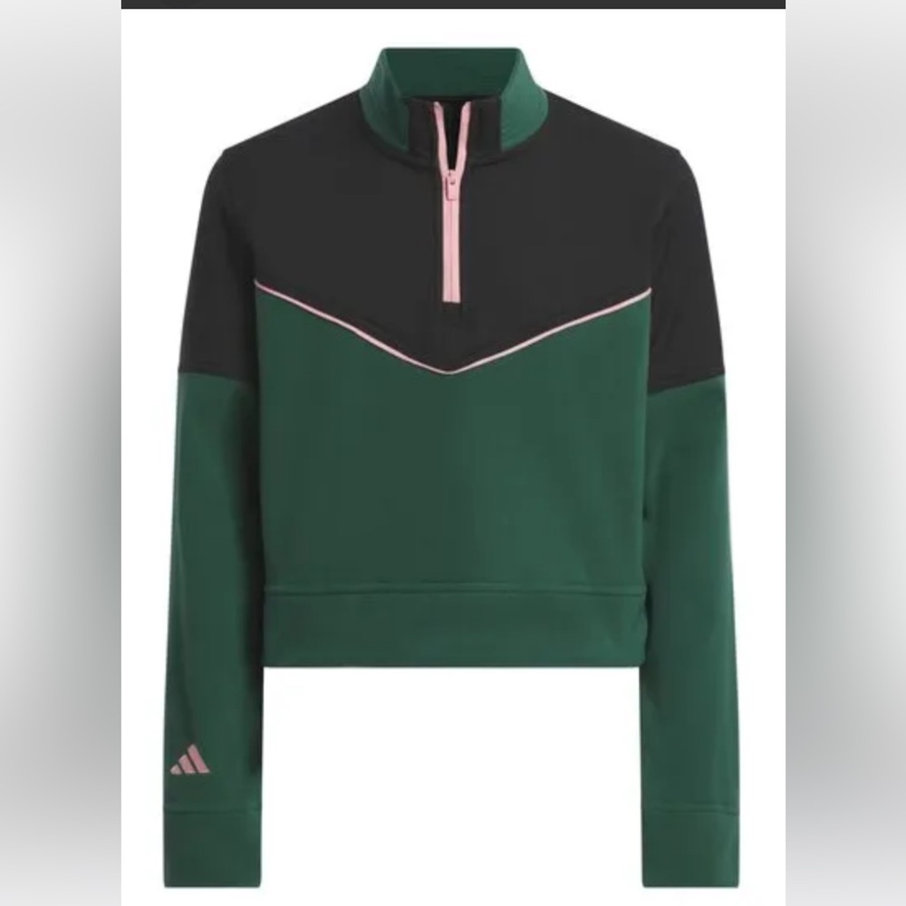 NWT Girls adidas Black and Green Zip-Up Sweater